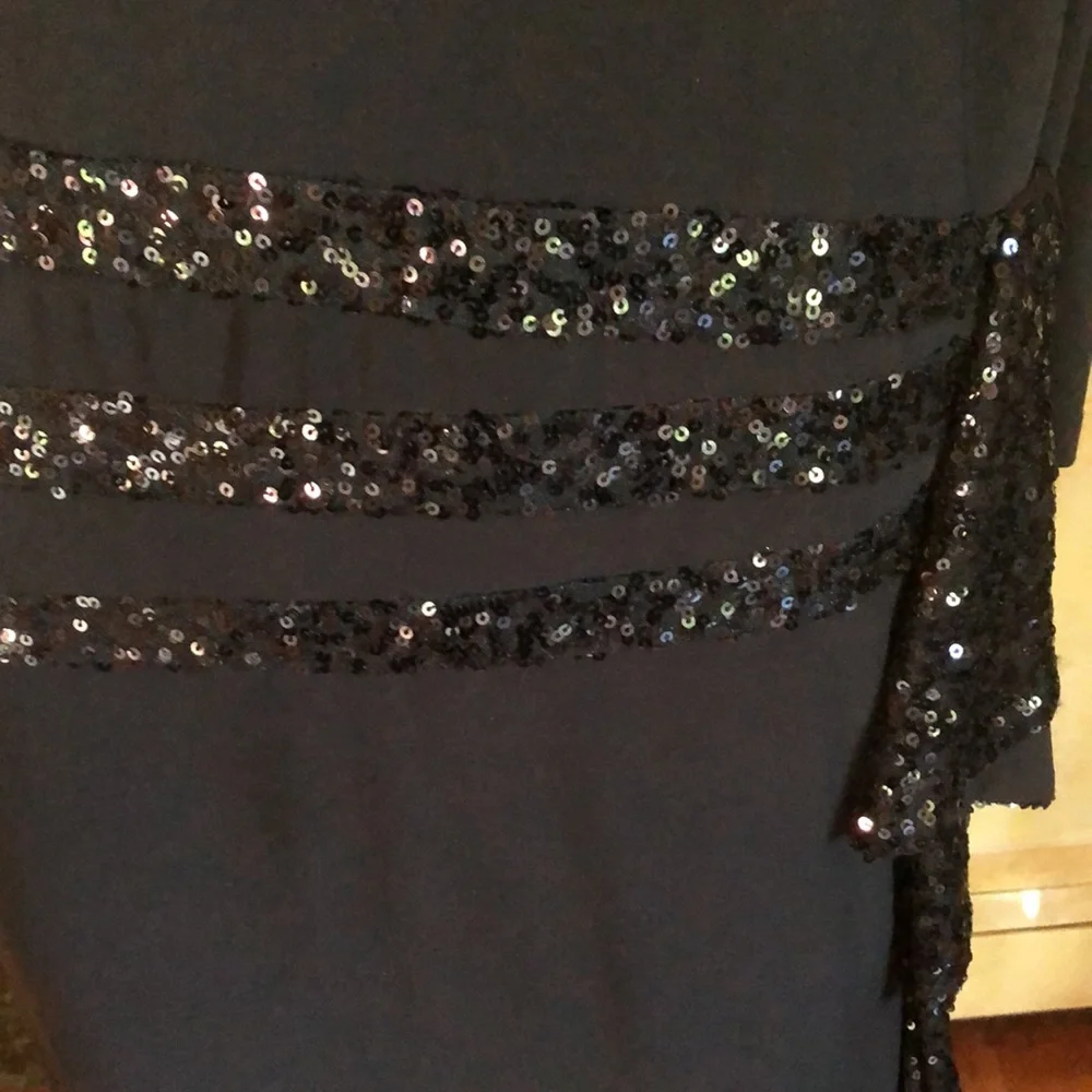 R & M Richards Black Sequin Embellished Gown - Picture 2 of 4